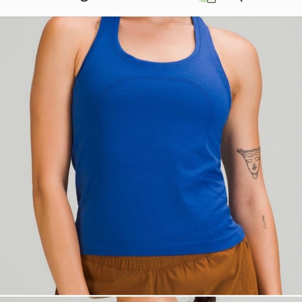 EUC Lululemon swiftly race length 2.0 tank size 8 blue